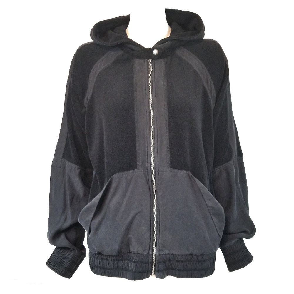 Juicy Couture Silk Panel Accent Black Track Jacket